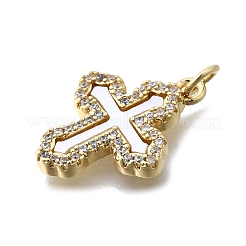 Латунные микропаве прозрачные подвески с фианитом&nbsp;KK-V010-10G-01