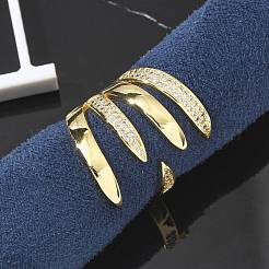 Латунные кольца из манжеты с прозрачным цирконием&nbsp;RJEW-M029-03G