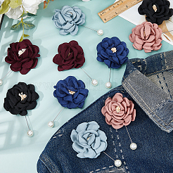 10 шт. броши из полиэстера с цветком 5 цветов&nbsp;JEWB-FH0002-46