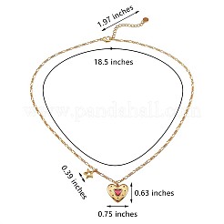 Ожерелье с подвеской в форме сердца и звезды из розового кубического циркония&nbsp;JN1029A