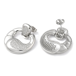 Серьги-гвоздики из латуни с двойной кукурузой и фианитами&nbsp;EJEW-G373-02P