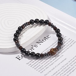 Эластичный браслет из натурального тигрового глаза&nbsp;BJEW-JB08267