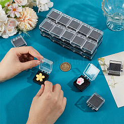 32 шт. квадратных пластиковых презентационных коробок для хранения и демонстрации значков&nbsp;AJEW-OC0014-49