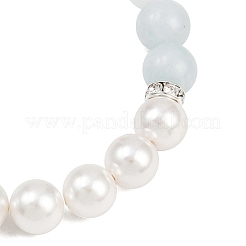 Браслеты из натуральных круглых бусин аквамарина для женщин BJEW-JB12397
