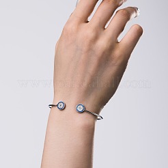 Женские браслеты-манжеты с родиевым покрытием и микропаве из серебра 925 пробы с цирконием&nbsp;BJEW-C062-06P