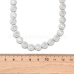 Латунные ожерелья с плоскими круглыми звеньями из прозрачного кубического циркония для женщин&nbsp;NJEW-A044-01P