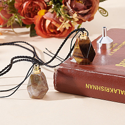 Наборы для самостоятельного изготовления ожерелий с подвесками в виде флаконов духов из натурального тигрового глаза и индийского агата&nbsp;DIY-GA0007-76