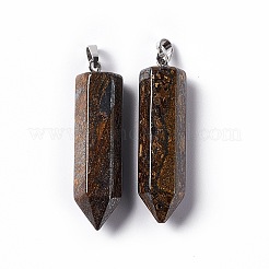 Двойные заостренные подвески из натурального бронзита&nbsp;G-G926-01P-14