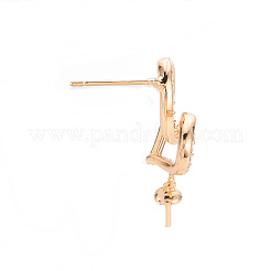 Серьги из латуни с микропейвом и прозрачным фианитом&nbsp;KK-T062-231G-NF