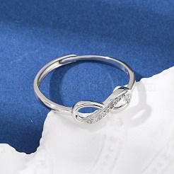 Бесконечность стерлингового серебра кубический цирконий регулируемые кольца для женщин&nbsp;RJEW-B128-05