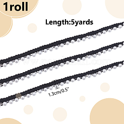 5 ярд полиэстеровой кружевной ленты с круглыми пластиковыми бусинами-жемчужинами по краю&nbsp;OCOR-WR0001-69B