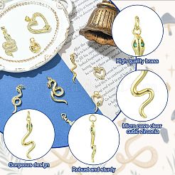 10 шт. 10 стиля латунные подвески с микропаве и кубическим цирконием&nbsp;KK-CJ0003-46