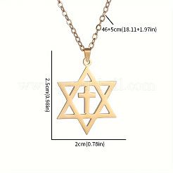 Ожерелья из нержавеющей стали 201 с подвеской в виде звезды Давида и креста&nbsp;FS-WG42B24-02