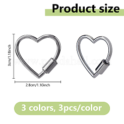 9 шт. 3-х цветные застежки-карабины в форме сердца из сплава&nbsp;FIND-DC0005-45