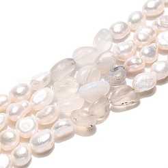 Натуральные самородки агата цвета вишни и нити бусин из натурального культивированного пресноводного жемчуга&nbsp;PEAR-N023-01A-05