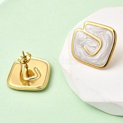 Серьги-гвоздики с эмалью из нержавеющей стали в форме ромба 201&nbsp;EJEW-Z151-12G-01