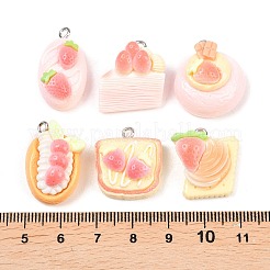 Подвески из непрозрачной смолы с имитацией еды в виде клубники&nbsp;RESI-P049-04P-M