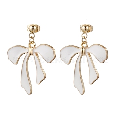 Серьги-гвоздики с бантом из сплава с эмалью&nbsp;EJEW-JE06448-02