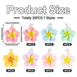 28 шт. подвески из смолы с цветами 7 цветов&nbsp;RESI-TA0004-33