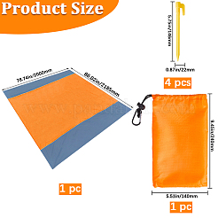 Квадратный водонепроницаемый коврик для пикника из полиэстера с 4 колышком&nbsp;AJEW-WH20080-37B