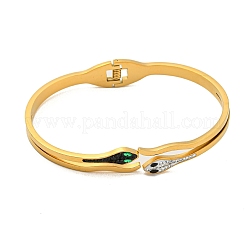 Женские браслеты-манжеты из нержавеющей стали 304 со стразами в виде змеи&nbsp;BJEW-P327-01B-G