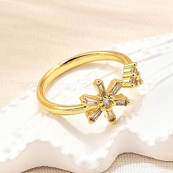 Латунные кольца-манжеты с микропаве и прозрачным цирконием для женщин&nbsp;RJEW-H247-18G