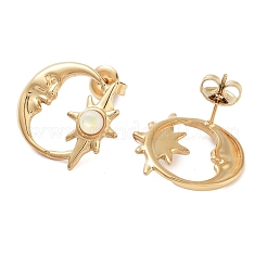 Серьги-гвоздики в форме луны из нержавеющей стали 304&nbsp;EJEW-I314-02A