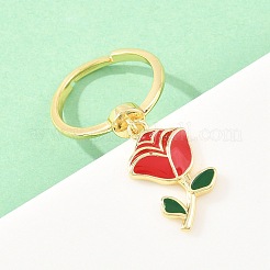 Регулируемые латунные эмалевые кольца-подвески для женщин&nbsp;LS-RJEW-A090-03G