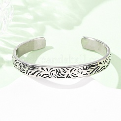 Браслеты-манжеты из нержавеющей стали 304 с гравировкой&nbsp;BJEW-P386-02AS