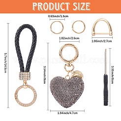 2 шт. 2 стиля плетеный брелок из искусственной кожи и сплава со стразами и подвесными украшениями&nbsp;KEYC-CN0001-11E