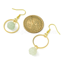 Натуральная зеленая авантюриновая тыква с серьгами-подвесками в форме кольца&nbsp;EJEW-JE05509-03