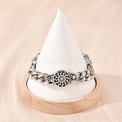 Браслеты из нержавеющей стали 304 с плоским круглым сердечником и символом солнца&nbsp;BJEW-D379-08ASP