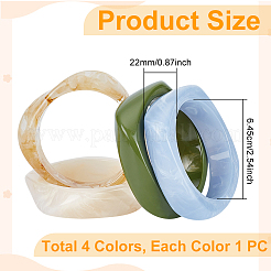 4шт. двухцветные акриловые браслеты&nbsp;BJEW-UN0001-80A