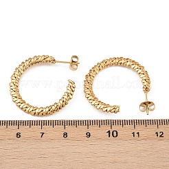 Серьги-гвоздики из нержавеющей стали 304 плетеной формы в форме буквы С&nbsp;EJEW-P324-07G