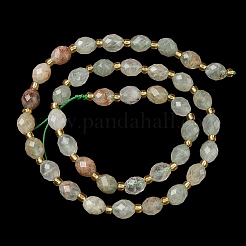 Нити бусин из натурального зеленого рутилированного кварца G-F809-A05-01