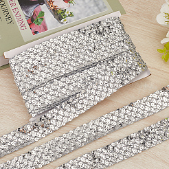 Полиэстер с кружевной отделкой в виде пайеток&nbsp;OCOR-WH20073-01C