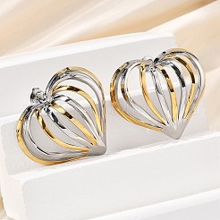 Двухцветные серьги-гвоздики из нержавеющей стали 304&nbsp;EJEW-D319-01GP