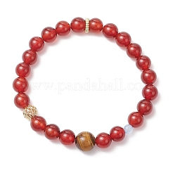 Эластичные браслеты из натурального сердолика и тигрового глаза&nbsp;BJEW-JB11967-02