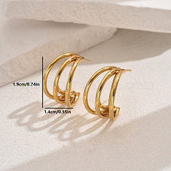 Элегантные серьги-гвоздики из нержавеющей стали 201 с тройной буквой С&nbsp;AB3711-2