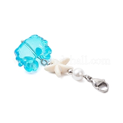 Подвесные украшения из краба ручной работы и синтетической бирюзы&nbsp;HJEW-TA00429