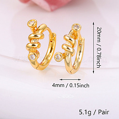 Латунные серьги-кольца из прозрачного кубического циркония&nbsp;WGD6E25-01