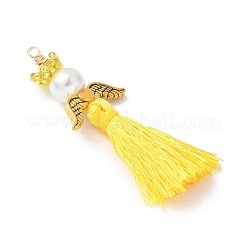 Стеклянные жемчужины круглые бусины с поликоттоновой кисточкой большие подвески&nbsp;PALLOY-MZ00611