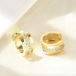 Латунные серьги-кольца из прозрачного кубического циркония&nbsp;EJEW-D311-054G