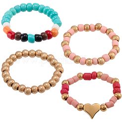 6 шт. 2 стиля стеклянных бусин декоративные кольца для ремешка для умных часов&nbsp;AJEW-CP0009-94B