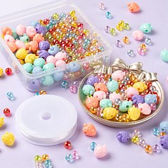 380шт клубника и круглые акриловые бусины с 1 роликами прозрачной эластичной кристаллической нити&nbsp;DIY-LS0001-08