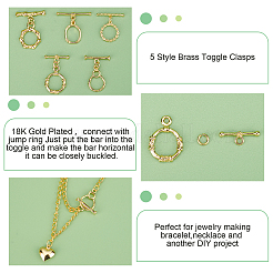 10 комплект латунных застежек-тоглов 5-х стилей&nbsp;KK-PH0002-80