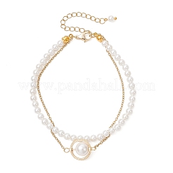 Многорядные браслеты из ракушечных жемчужин и круглых бусин для женщин&nbsp;BJEW-JB12035-02