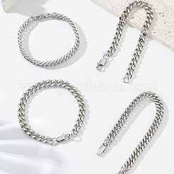 1 комплект из 2 браслетов из кубинской цепочки из нержавеющей стали для мужчин&nbsp;BJEW-LP0001-28