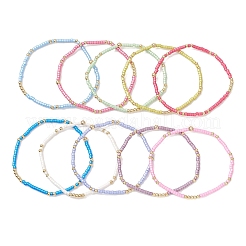 10 шт. набор эластичных браслетов из стеклянного бисера для женщин&nbsp;BJEW-MZ00295