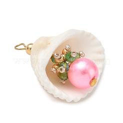 8 шт. подвески из натуральной ракушки и круглого стекла 8 цветов&nbsp;PALLOY-MZ00912